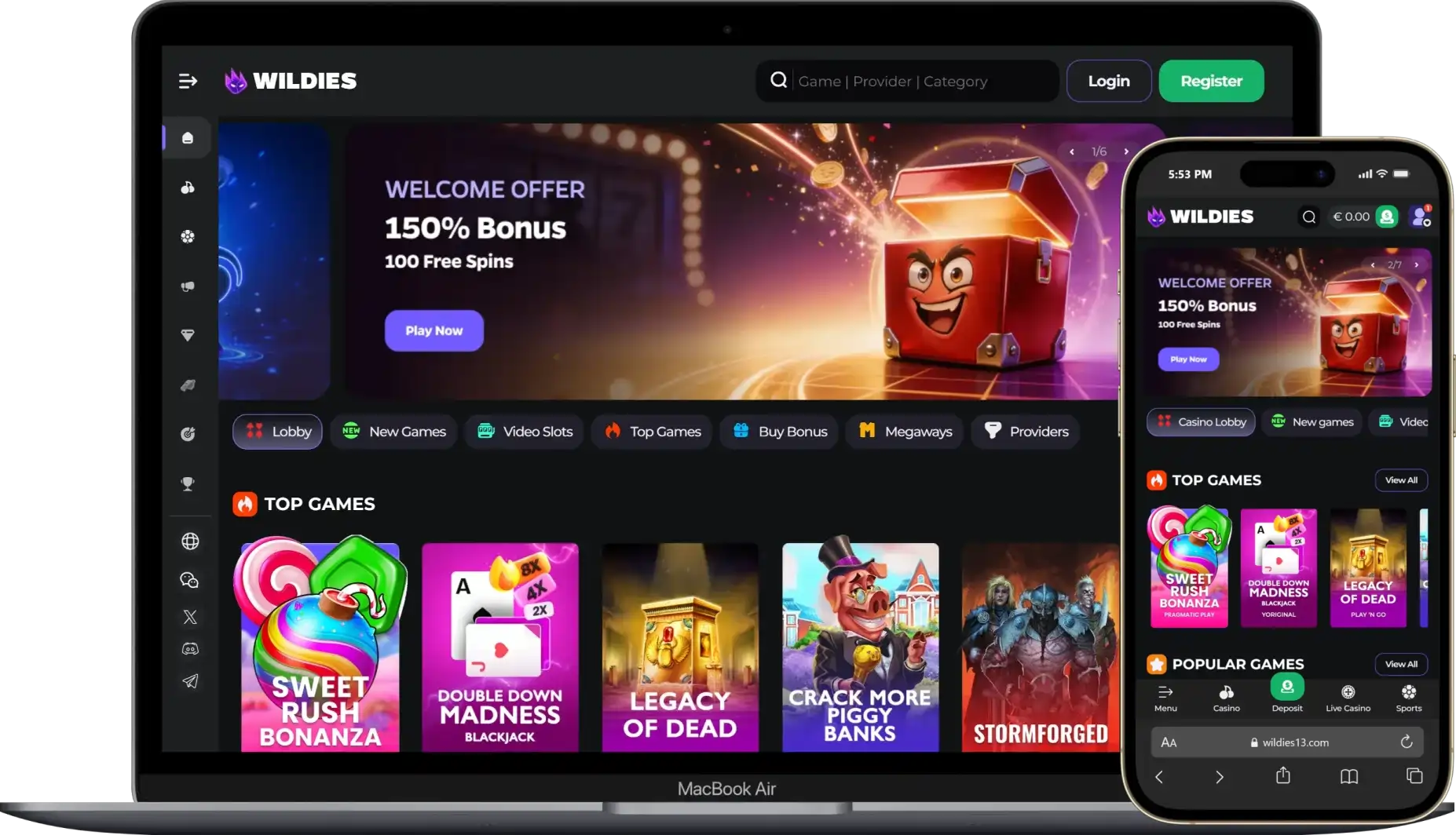 Wildies Casino App-schermafbeelding